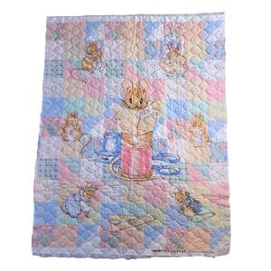 Vtg 1993 Beatrix Potter Tailor Gloucester Quilted Fabric Panel 44x34 Unfinished